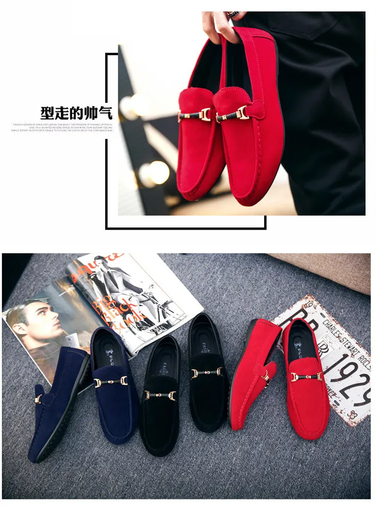 Designer Shoes Men Zapatos De Hombre Slip-On Leather Shoes Casual Male Shoes Adult Red Driving Moccasin Soft Non-slip Loafers