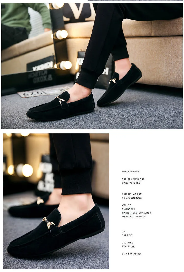 Designer Shoes Men Zapatos De Hombre Slip-On Leather Shoes Casual Male Shoes Adult Red Driving Moccasin Soft Non-slip Loafers