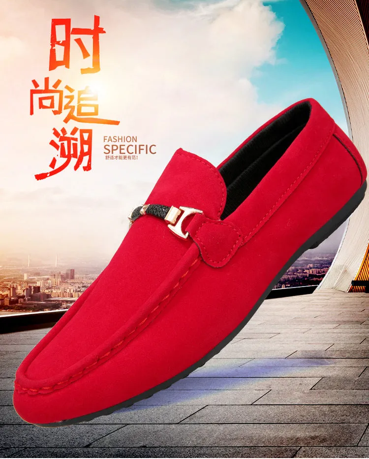Designer Shoes Men Zapatos De Hombre Slip-On Leather Shoes Casual Male Shoes Adult Red Driving Moccasin Soft Non-slip Loafers