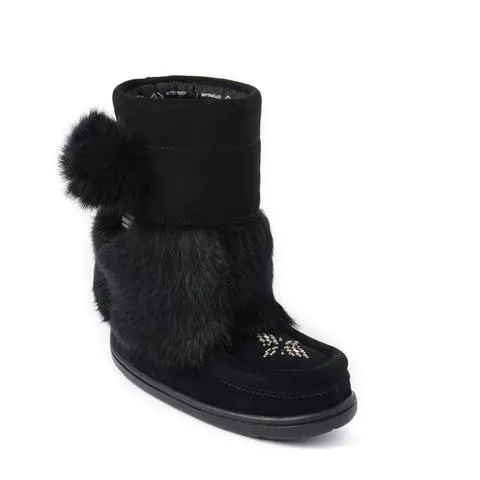 Waterproof Child Snowy Owlet Mukluk - Black Suede